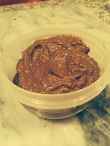 Chocolate Avocado Mousse, about to be sealed away in Tupperware for a future treat